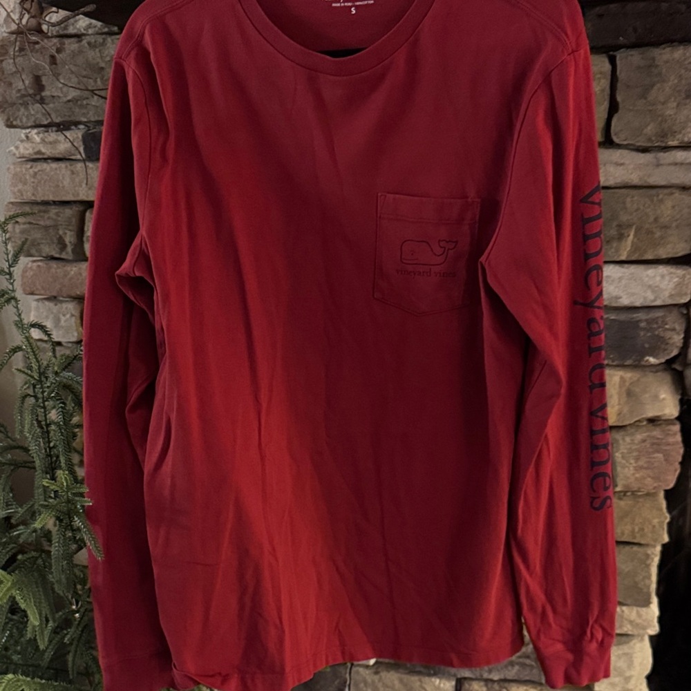 Vineyard Vines Men's Crimson Long Sleeve Tee